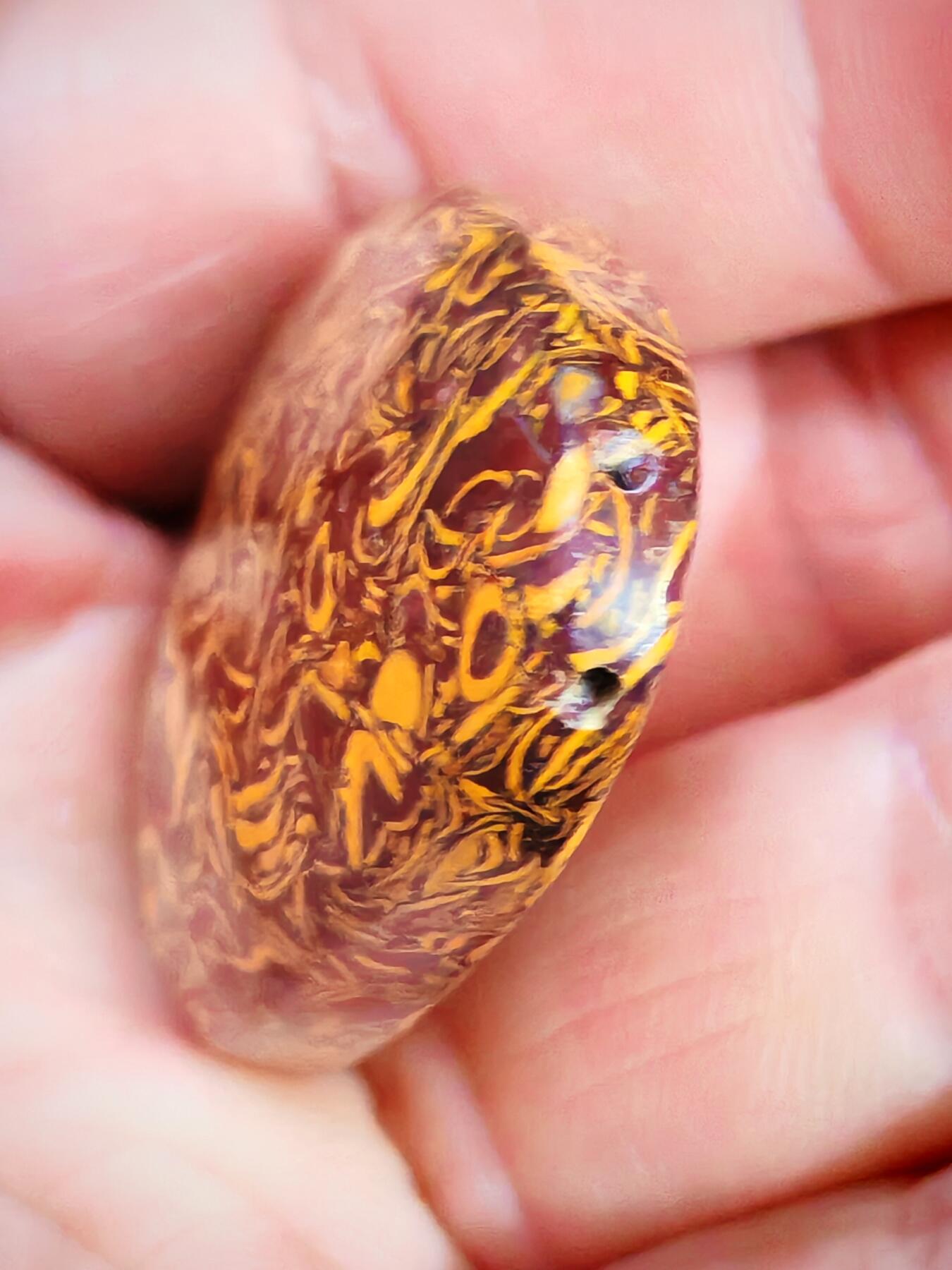 经典远古金黄草花化石水滴挂坠(36019)尺寸49*32*10mm25克