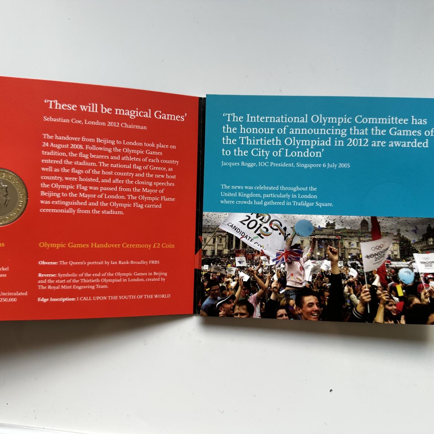 🌹外币初藏🌹🐯2025年第91场  每周二四六晚8️⃣点 接代拍 英国08奥运交接两英镑纪念币原装卡