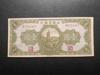 2025八月第四期（总189期） - 【阙】山西省银行1936版壹圆山西地名UNC-，木塔，少见品种