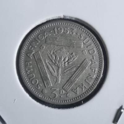 沼泽如烟--第817场 - 南非1953年3便士银币  伊二首年