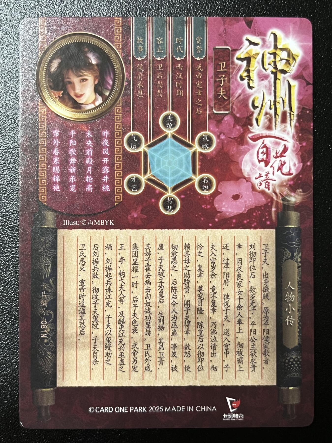 跨世纪的玩卡者们第2期（No.390之前基本为小浣熊水浒卡） （1个角撞角）卡玩帕克 百花谱 卫子夫 正常版