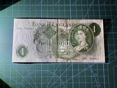 【炜奕收藏】，第四十二期 1960年英国C序列1镑，AU品相，A版