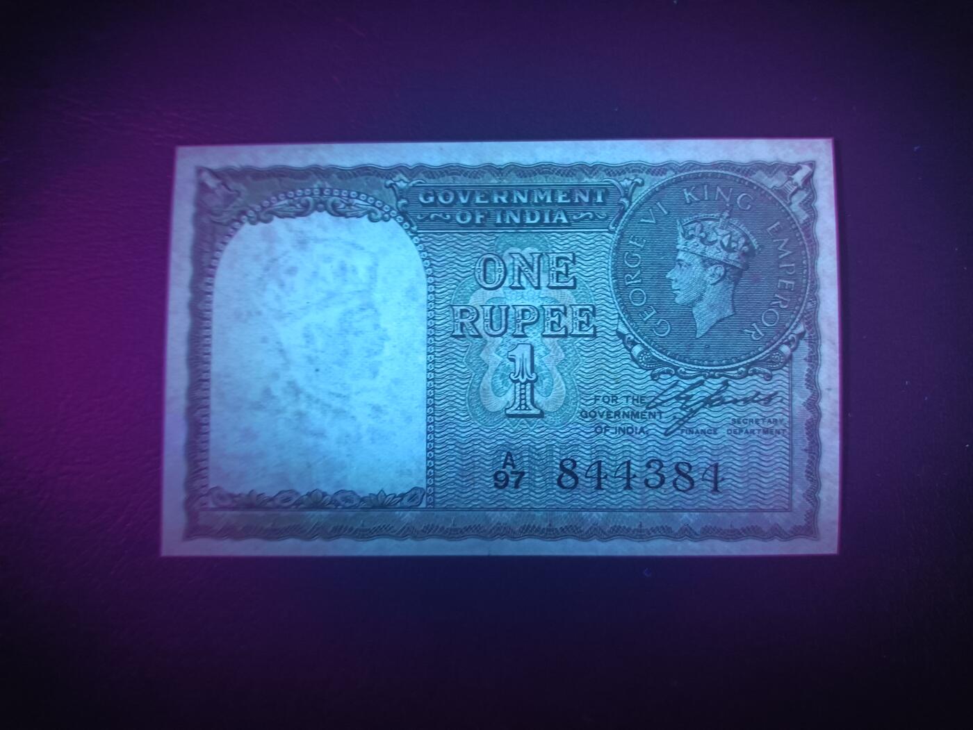 2025八月第四期（总189期） 印度1943版1卢比AUNC，乔治六世国王和硬币