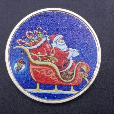 【淘币小摊】实时拍第七百一十八拍  纪念章牌场  满百包邮可预留二周 每周一统一发货   - 美国圣诞老人彩色纪念章直径40mm