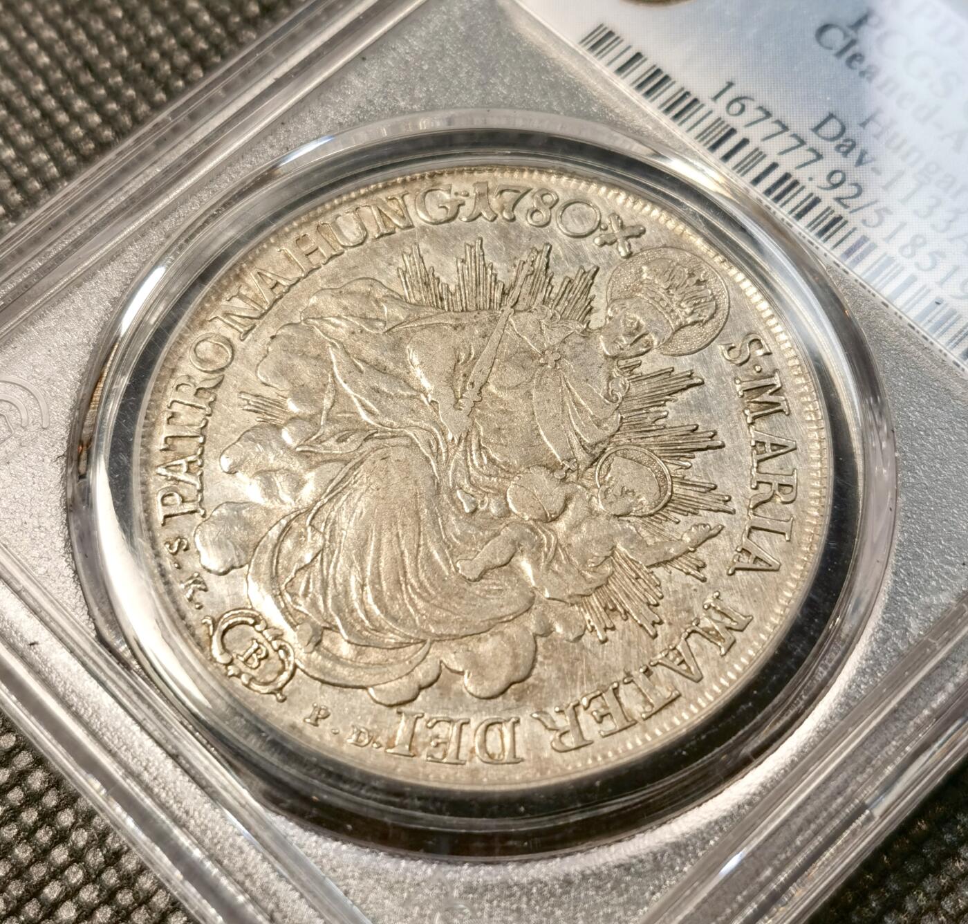 甄臻铺-世界币章拍卖（第30期），送拍享返佣金等优惠多多 PCGS-AUD 1780年匈牙利圣母抱婴泰勒原铸大奶妈