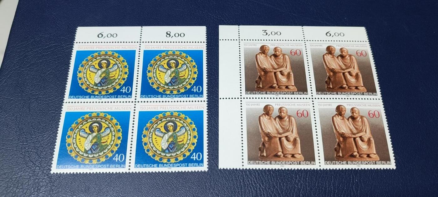 德国邮票专场，都是四方联套票 德国邮票四方连一套，1980年发行，普鲁士博物馆150周年2全，品相如图