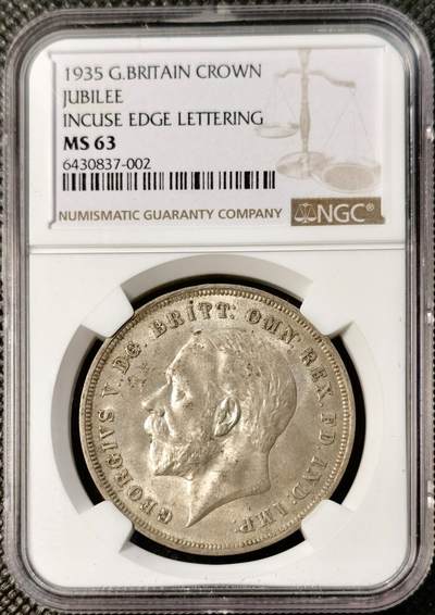 甄臻铺-世界币章拍卖（第30期），送拍享返佣金等优惠多多 - NGC-MS63 1935年英国乔治五世木马剑，自然包浆