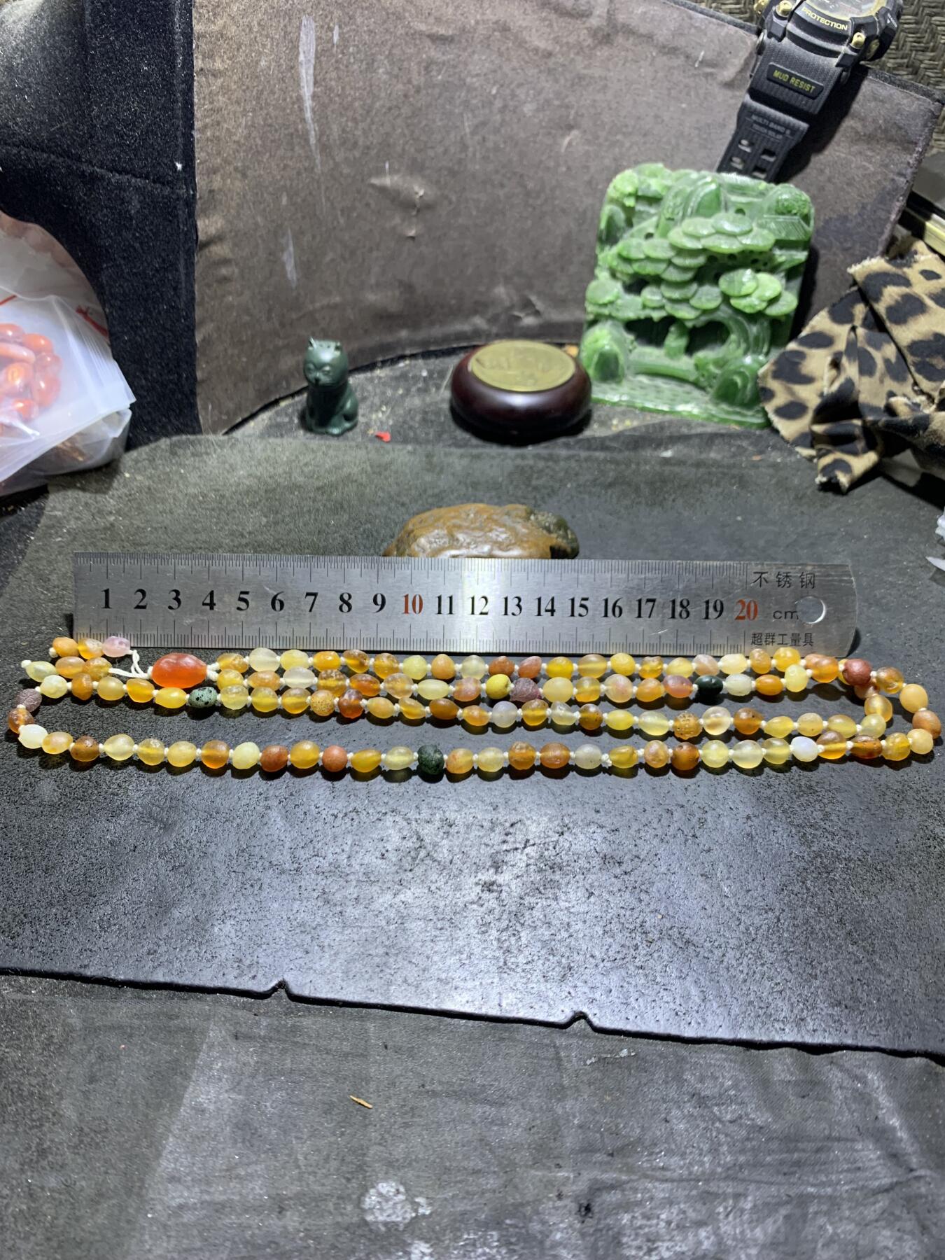 精美天然阿拉善108粉彩糖心多宝彩珠玛瑙项链(手串)一条