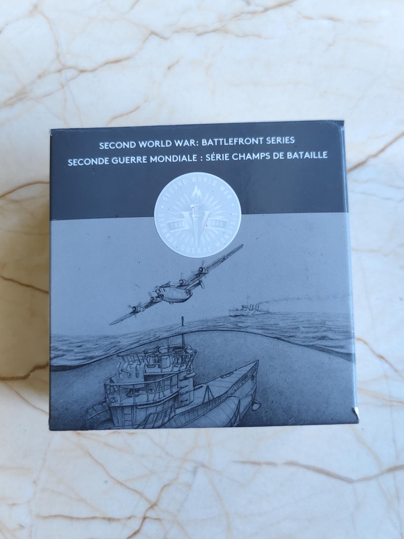 第173期拍卖【长期征集拍品】 加拿大2018年二战前线系列5大西洋战役1盎司银币，9999银，发行7500枚