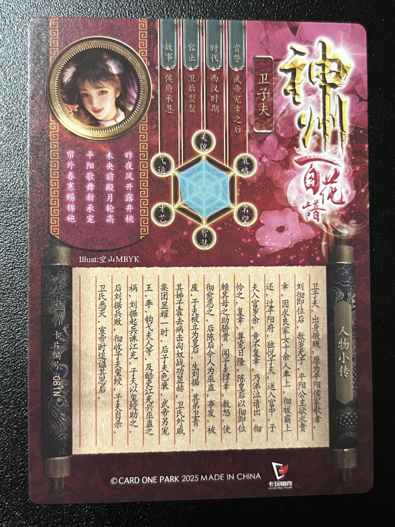 跨世纪的玩卡者们第2期（No.390之前基本为小浣熊水浒卡） （1个角撞角）卡玩帕克 百花谱 卫子夫 正常版