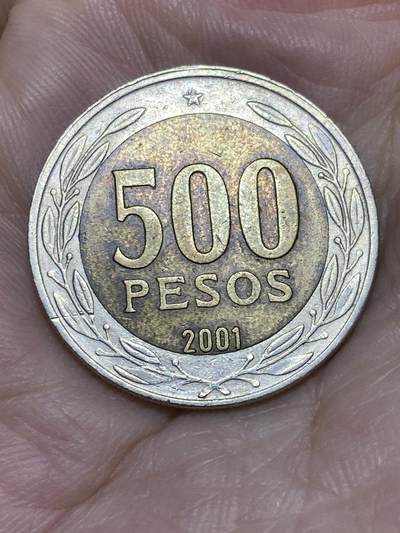 2025年第八十一场(总第一百零七场）外国好品散币(免佣金) - 智利🇨🇱2001年500比索(新版最大面值早期年份)