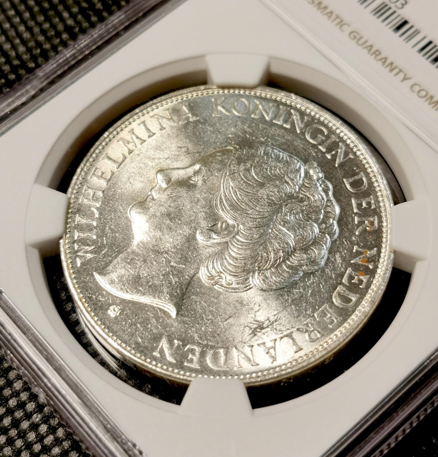 甄臻铺-世界币章拍卖（第30期），送拍享返佣金等优惠多多 NGC -MS61 荷兰1939威廉明娜女王2.5盾银币