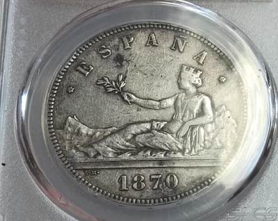 瓶子🏺第204期拍卖会 -  西班牙1870年5P大银币