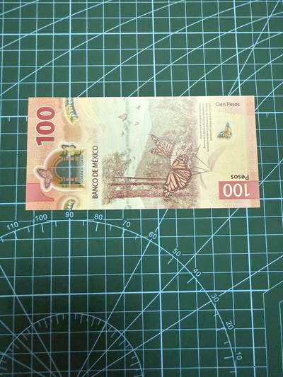 【炜奕收藏】，第四十二期 墨西哥100比索，UNC品相，号码无47，IBNS获奖钞