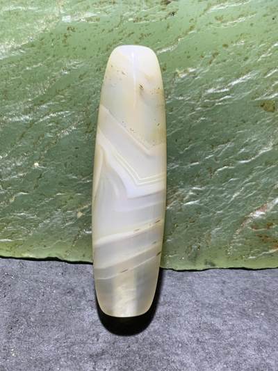 精美马达加斯加水墨草花纹海洋玉髓桶珠一颗 - 精美马达加斯加水墨草花纹海洋玉髓桶珠一颗