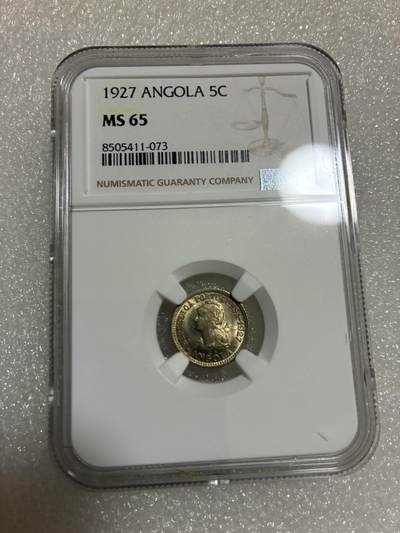 NGC MS65 葡属安哥拉 1927年 5分/1马库塔 双面值 - NGC MS65 葡属安哥拉 1927年 5分/1马库塔 双面值