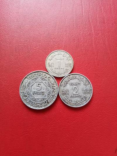 【云涧收藏】第五十五场 - 法属摩洛哥1951年1、2、5法郎3枚