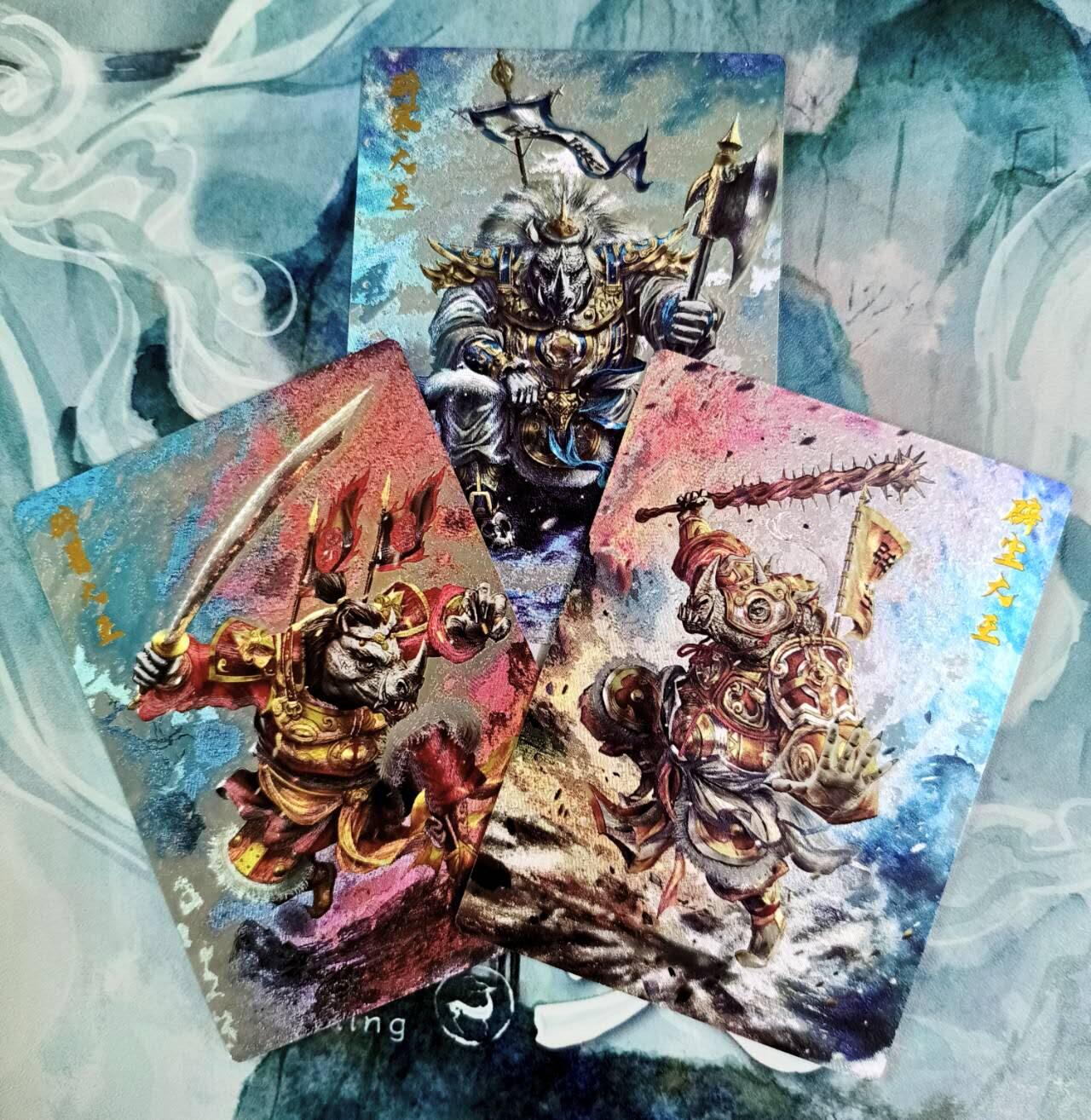 龙虎卡牌第五十一场 （无佣金，满120包邮，欢迎送拍） 粗闪3张 卡德曼 杆子西游 辟氏三兄弟一套（辟尘、辟寒、辟暑）