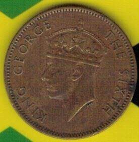 牙买加1952年1/2便士(0.5便士 半便士) 实物图 八五品 - 牙买加1952年1/2便士(0.5便士 半便士) 实物图 八五品