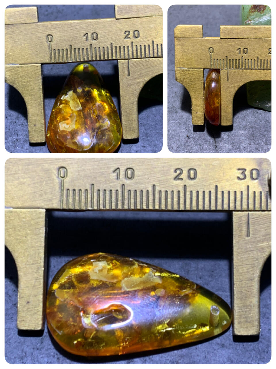 乌克兰花珀通货水滴形吊坠一个，