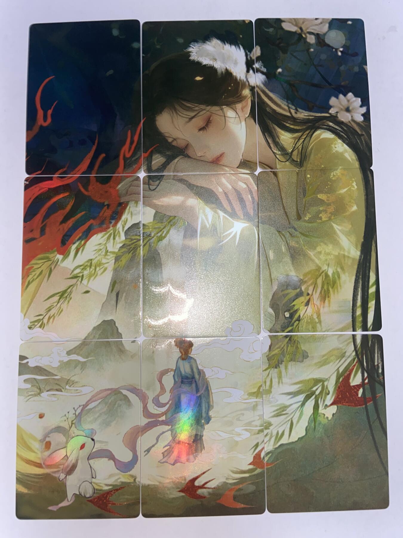 阳大大卡牌拍卖第68期（持续收拍品，周五晚上九点截拍，进群福利早知道） 趣卡社万物有灵四拼图：伴花眠一图9张