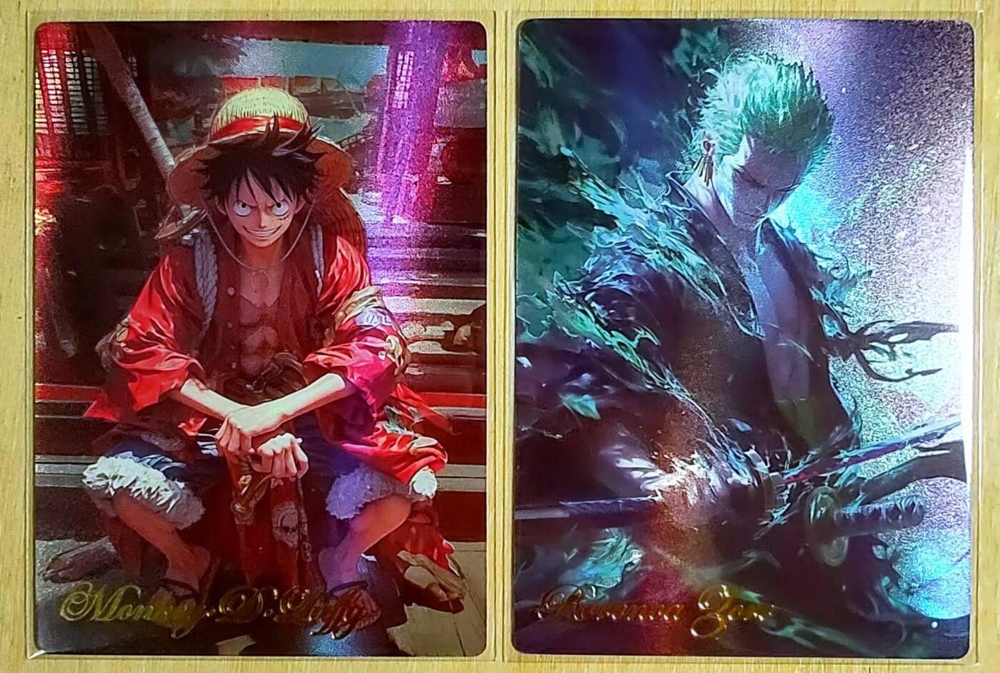 龙虎卡牌第五十一场 （无佣金，满120包邮，欢迎送拍） 磨砂彩闪2张 海贼王卡牌 佐罗+路飞