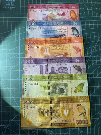 【炜奕收藏】，第四十二期 2010年斯里兰卡20-5000卢比，UNC品相，全首发年，包含一张首发冠及多张无47