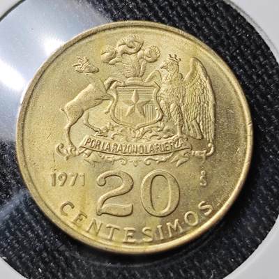 KK钱币收藏小铺 第327期 2月预留时间 周末发货 - 1971智利20分铜币 好品 