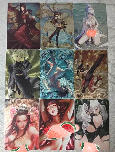 花开卡拍第35期（8月24号周日截拍，品控勿拍!!!拍品不寄存，运费5元，自制卡难免瑕疵，可能存在轻微撞角爆边等出厂瑕疵，品控介意勿拍！） - 砖家卡牌，粗闪，9张
