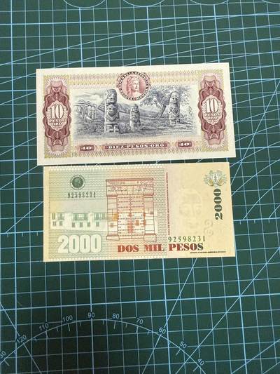 【炜奕收藏】，第四十二期 哥伦比亚10-2000比索，UNC品相，包含一张无47