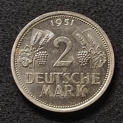 【全场包邮】纯粹捡漏拍453场 - 德国联邦德国1951年2马克