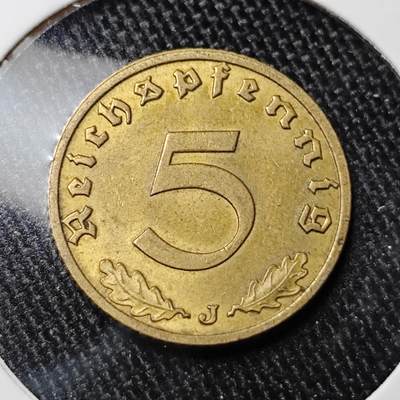 KK钱币收藏小铺 套币 银币专场 2月预留时间 周末发货 -  1937德国5芬尼铜币 带万