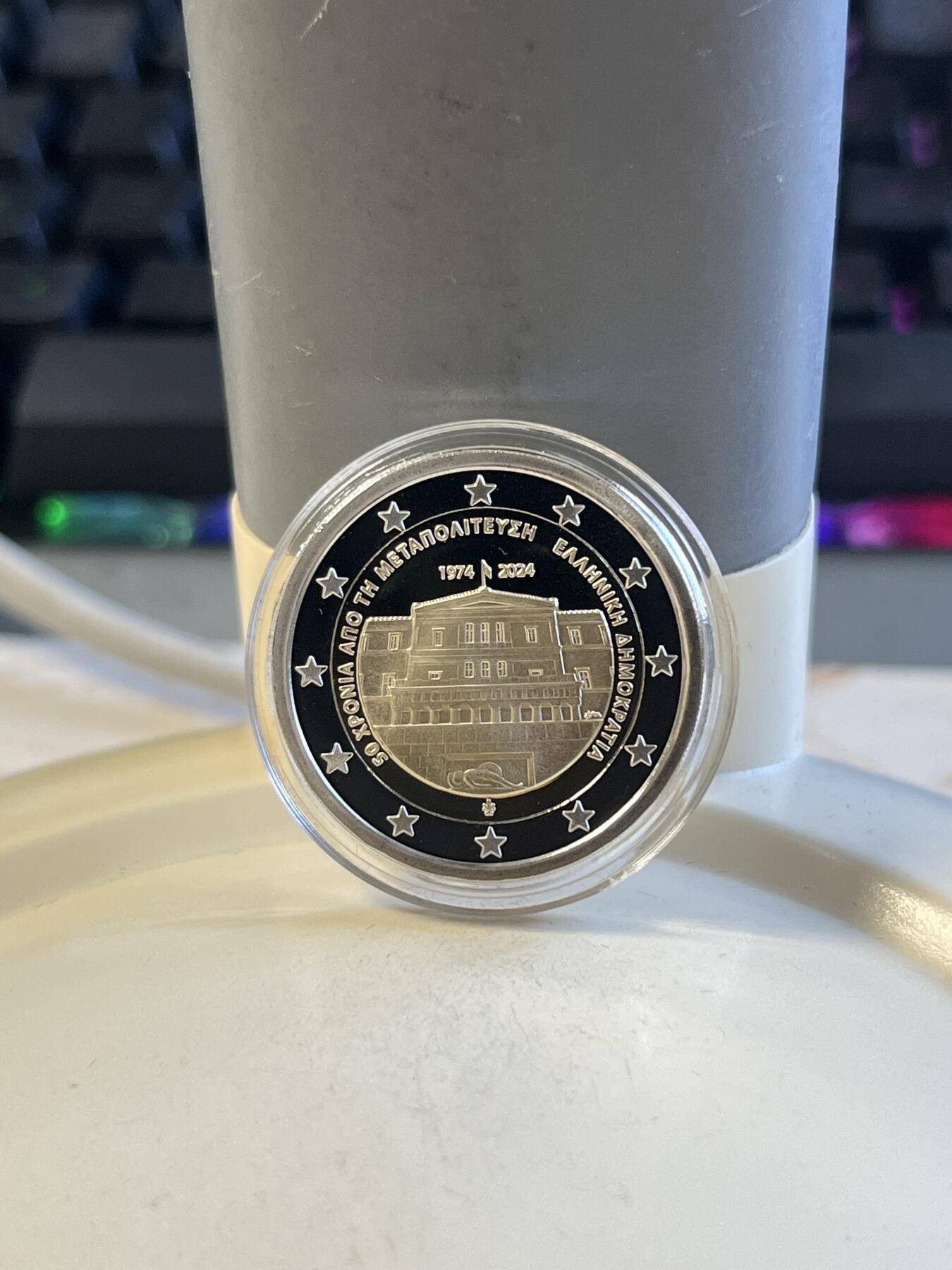 第172期拍卖【长期征集拍品】 希腊2024年恢复民主50周年2欧元精制双金属纪念币