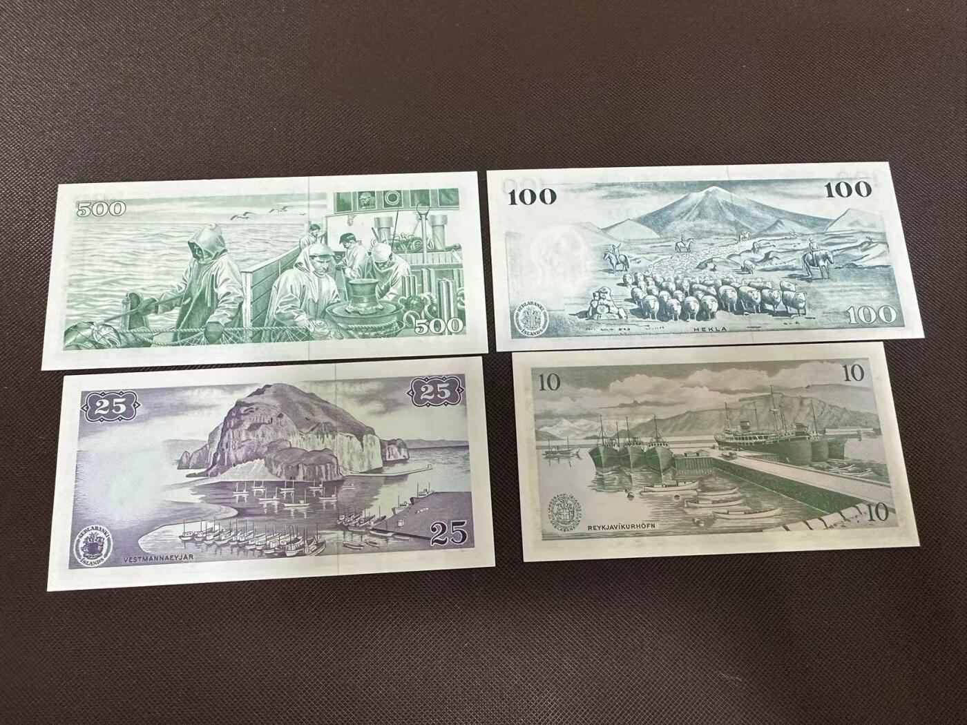 喜羊羊钱币收藏2025第9期(普品场) 冰岛四张小套 其中 10  100 500为unc 25为au-