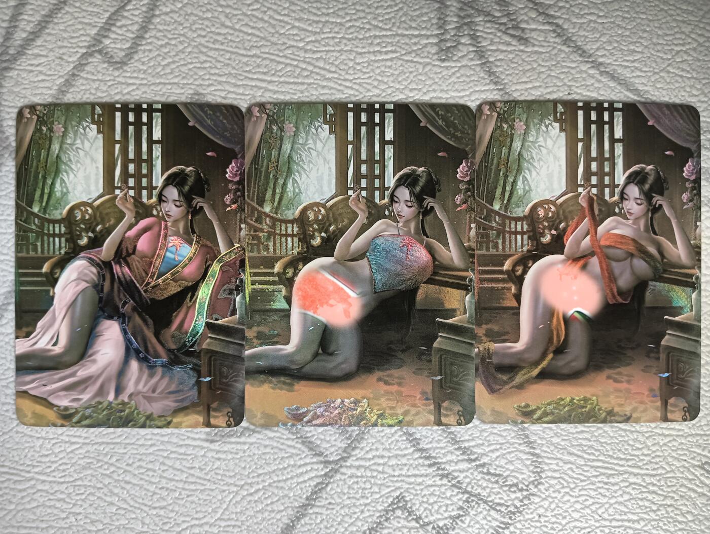 花开卡拍第35期（8月24号周日截拍，品控勿拍!!!拍品不寄存，运费5元，自制卡难免瑕疵，可能存在轻微撞角爆边等出厂瑕疵，品控介意勿拍！） 墨卡文创 御淑集贾氏 彩闪三渐变