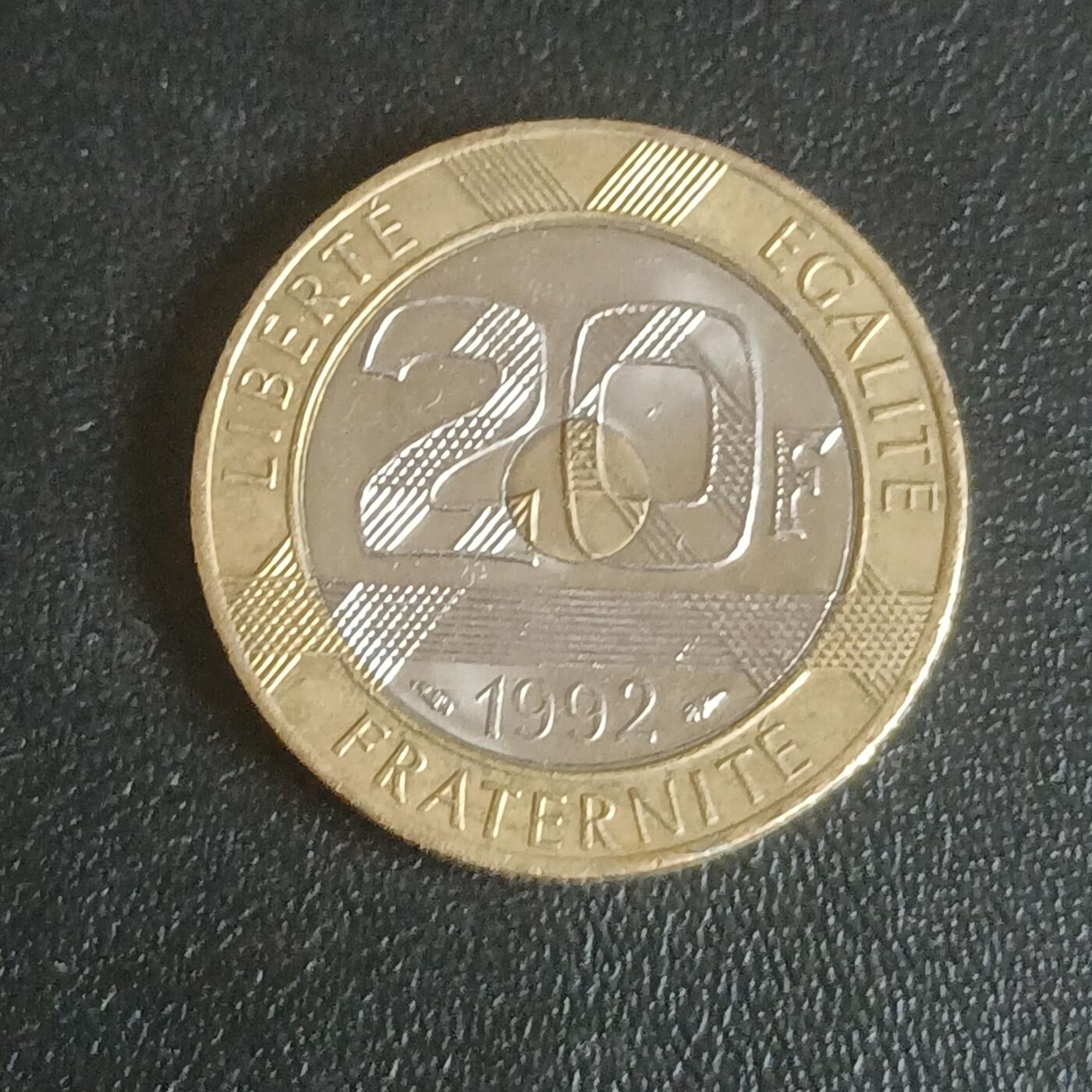 【游宝拍卖】乙巳蛇年61期 秋季先行场 零佣金起拍 法国20法郎 1992年
