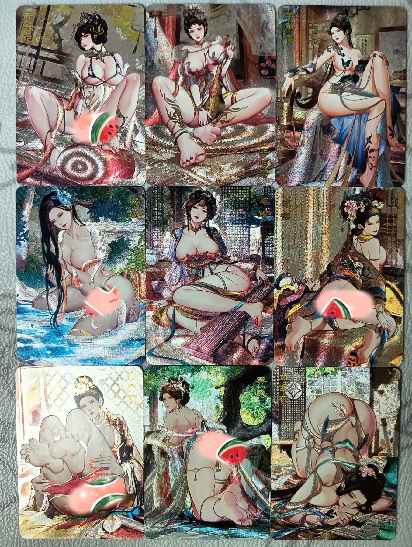花开卡拍第35期（8月24号周日截拍，品控勿拍!!!拍品不寄存，运费5元，自制卡难免瑕疵，可能存在轻微撞角爆边等出厂瑕疵，品控介意勿拍！） 砖家卡牌，艳绝天下第四弹，粗闪，9张