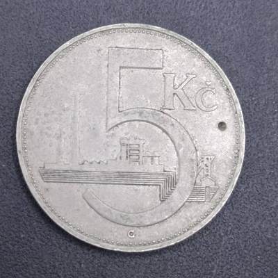 【淘币小摊】实时拍第七百一十九拍  散币场  满百包邮可预留二周 每周一统一发货   - 捷克斯洛伐克1938年5克朗镍币