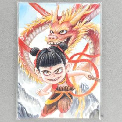 龙虎卡牌第五十一场 （无佣金，满120包邮，欢迎送拍） - 【手绘卡】哪吒 画师：自己看
