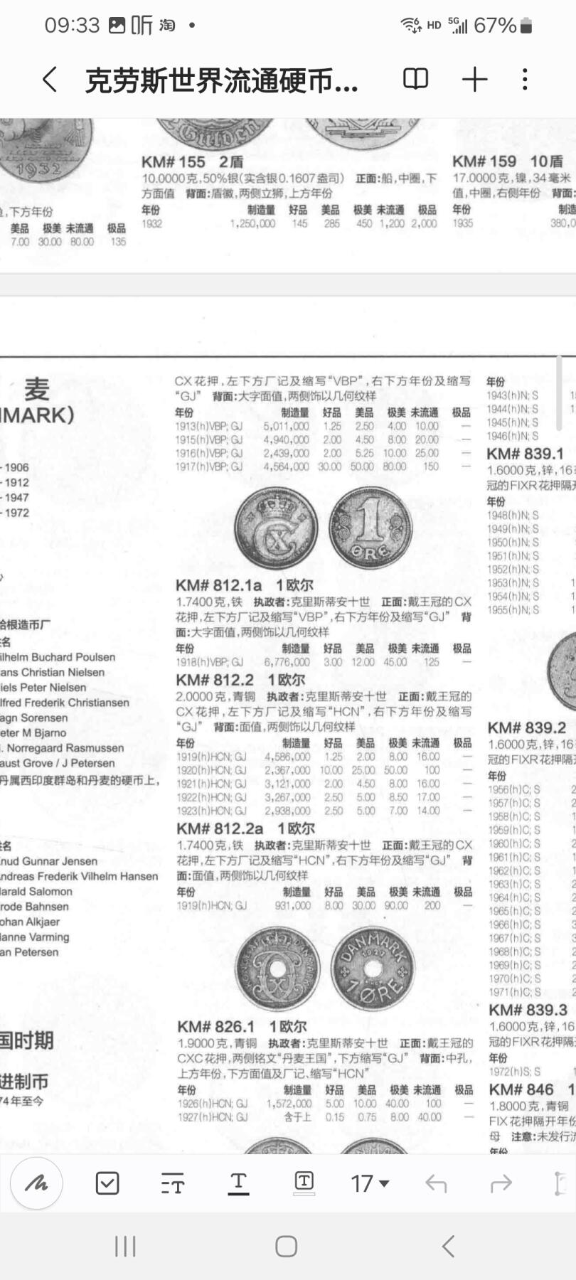 2025第二十三期 丹麦1913年1欧尔 克里斯蒂安十世 VBP-GJ版 青铜币 