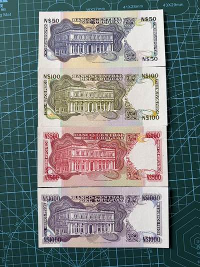 【炜奕收藏】，第四十二期 乌拉圭50-1000比索，UNC品相