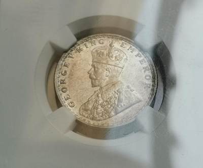 瓶子🏺第204期拍卖会 -  英属印度1936年乔治五世1/2卢比银币  NGC MS63