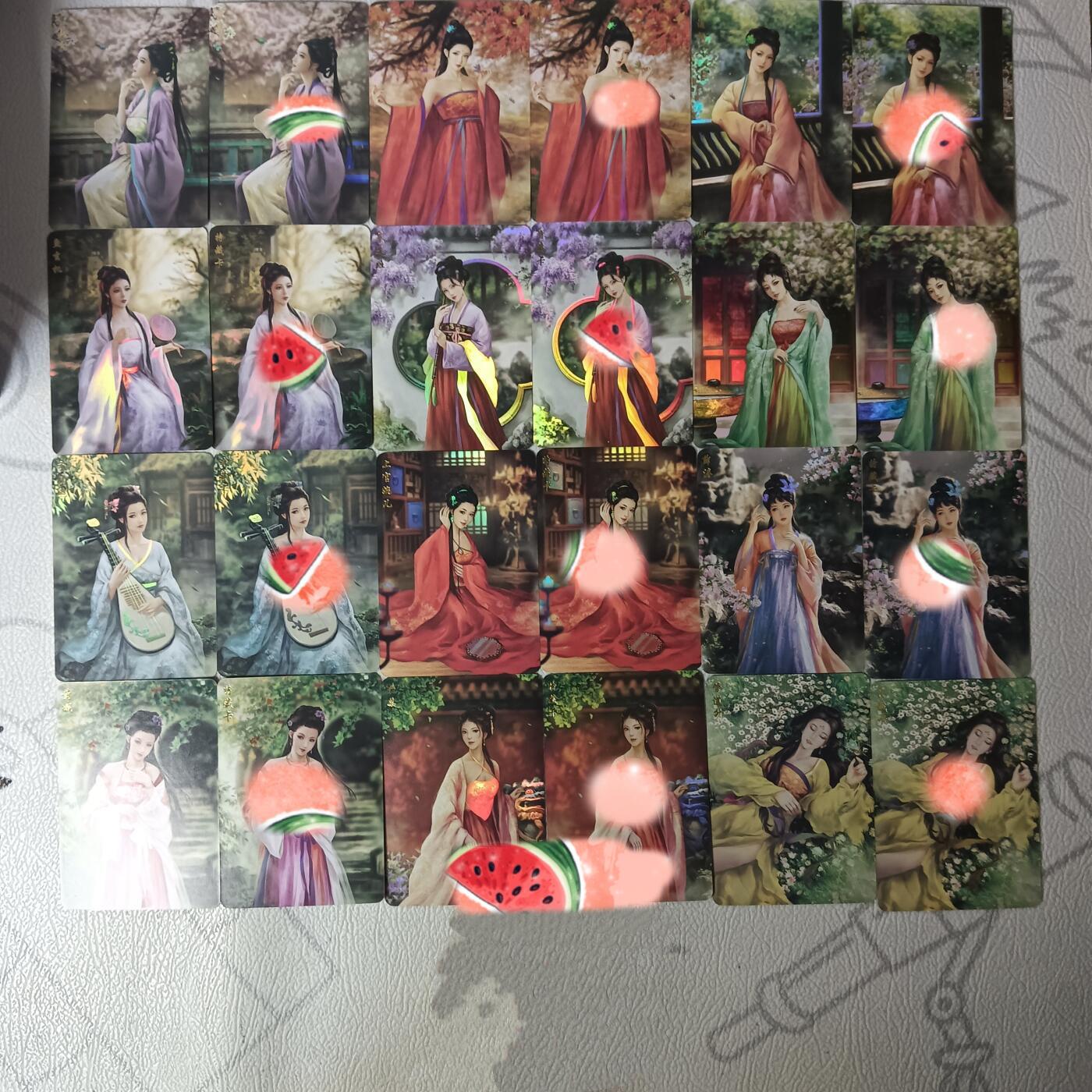 花开卡拍第35期（8月24号周日截拍，品控勿拍!!!拍品不寄存，运费5元，自制卡难免瑕疵，可能存在轻微撞角爆边等出厂瑕疵，品控介意勿拍！） 卡将十二才女彩闪全套24张，12人物正常版+艺术版