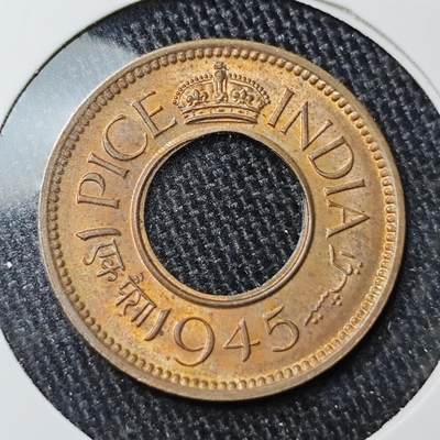 KK钱币收藏小铺 套币 银币专场 2月预留时间 周末发货 -  1945英属印度1派沙铜币 好品