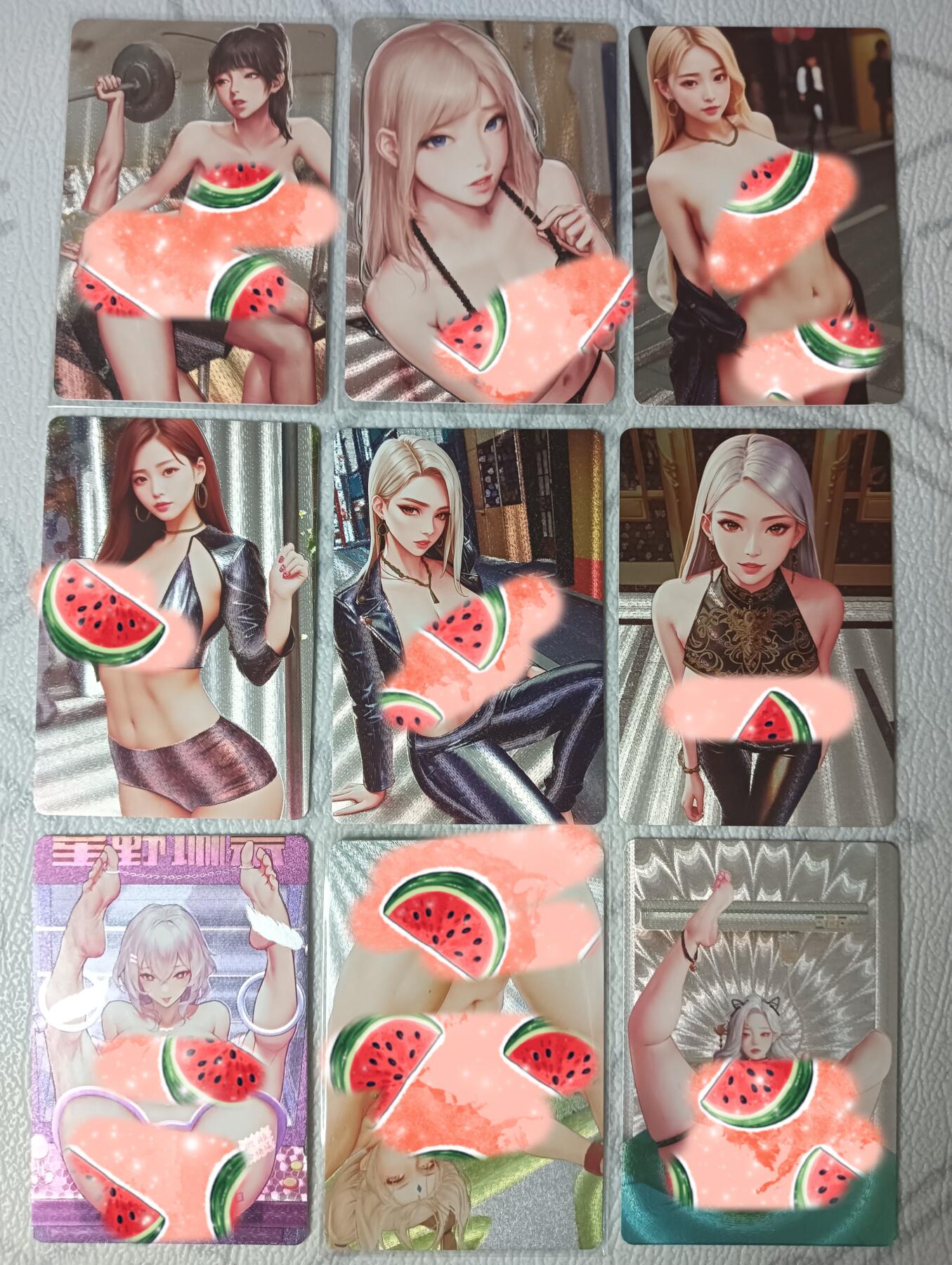花开卡拍第35期（8月24号周日截拍，品控勿拍!!!拍品不寄存，运费5元，自制卡难免瑕疵，可能存在轻微撞角爆边等出厂瑕疵，品控介意勿拍！） 砖家卡牌，艺术卡，粗闪，9张