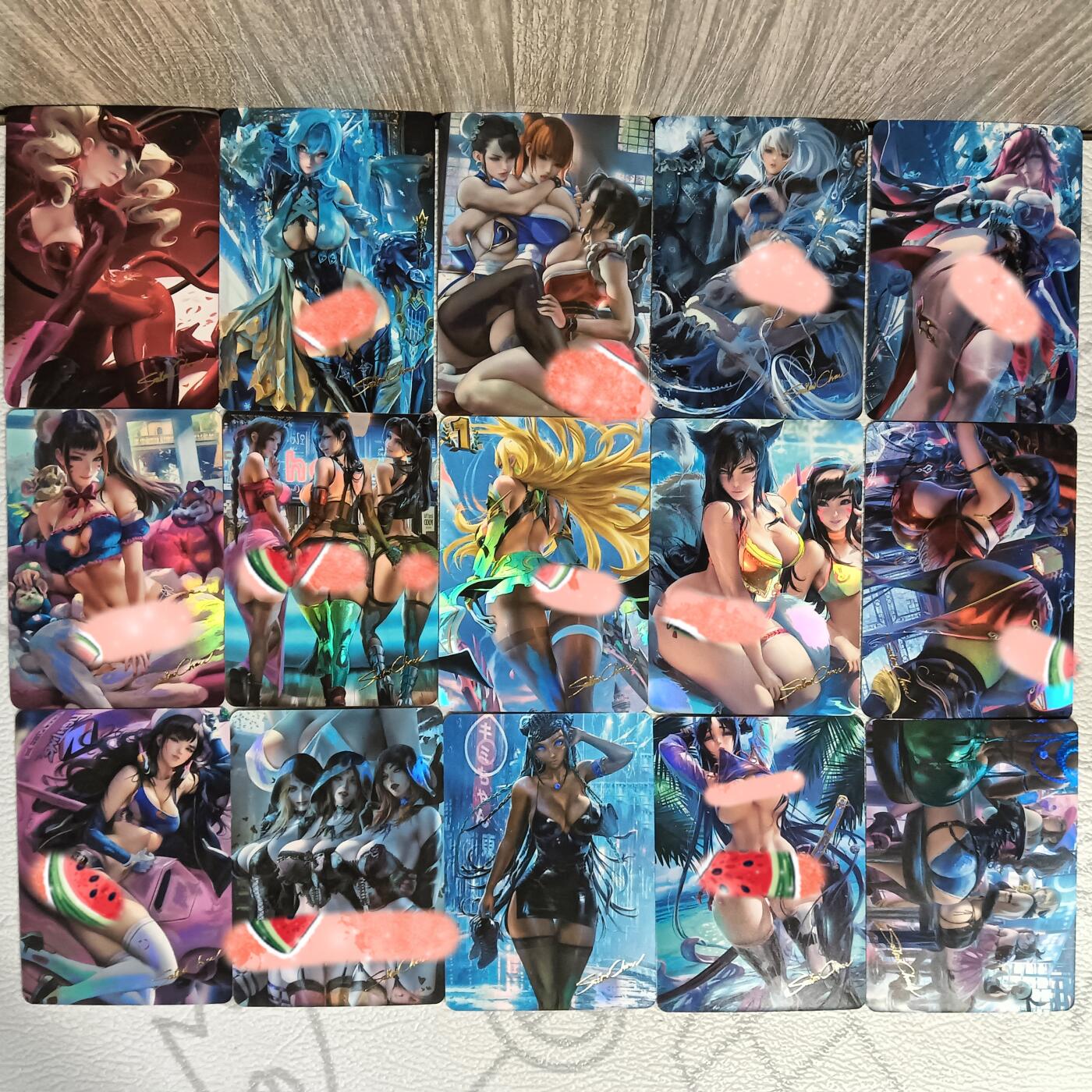 花开卡拍第35期（8月24号周日截拍，品控勿拍!!!拍品不寄存，运费5元，自制卡难免瑕疵，可能存在轻微撞角爆边等出厂瑕疵，品控介意勿拍！） 燎原acg同人 Sakimi系列 15张彩闪
