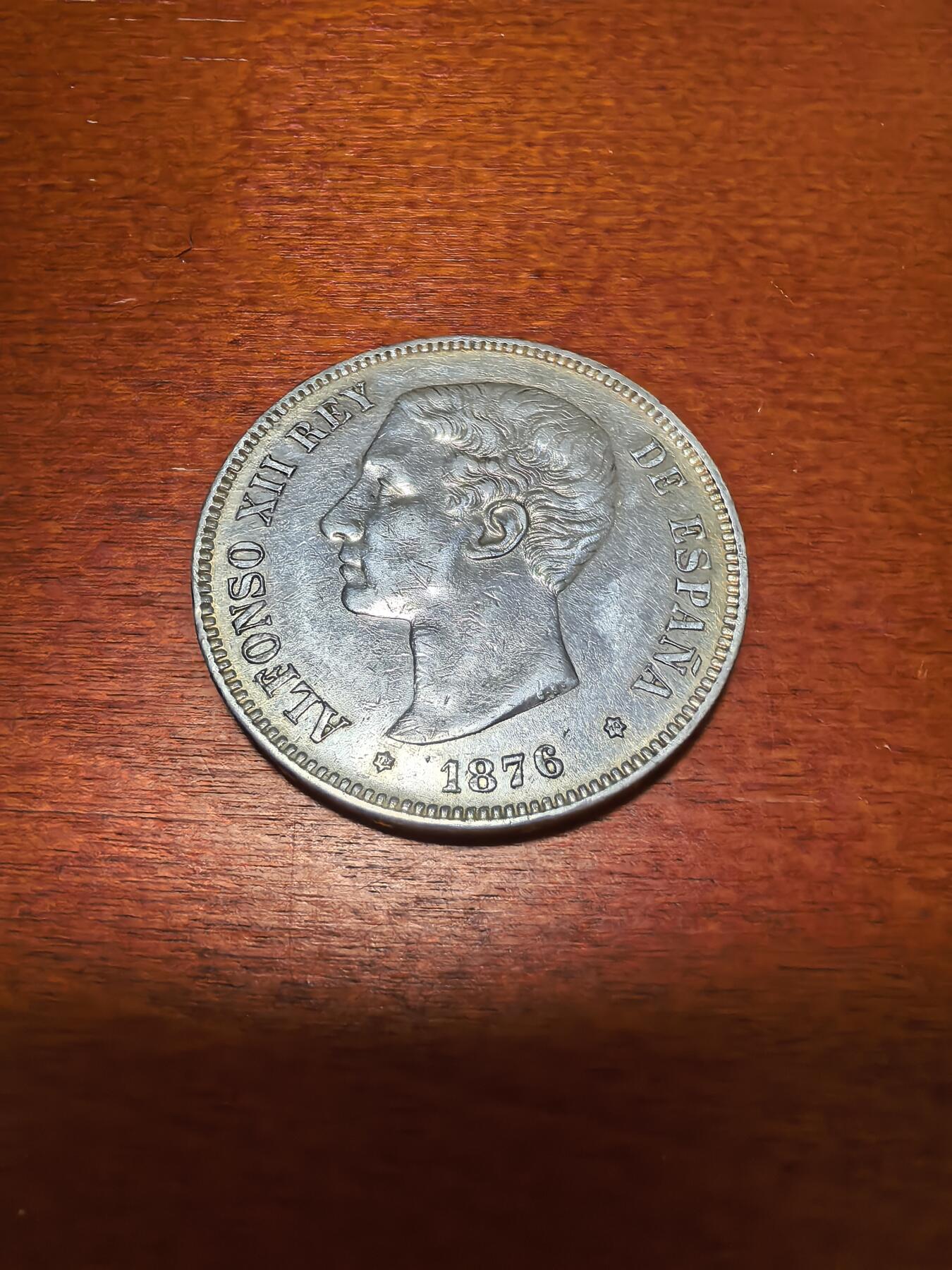 长老汇蛇年精选第三十九场拍卖 1876西班牙阿方索十二世5比塞塔银币，马德里造币厂