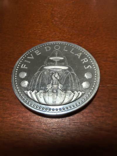 长老汇蛇年精选第三十九场拍卖 1974巴巴多斯5元精制银币，1盎司800银