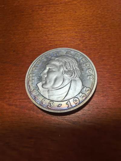 长老汇蛇年精选第三十九场拍卖 2001德国复刻1933路德诞辰450周年5马克精制银币，五彩，15.08克