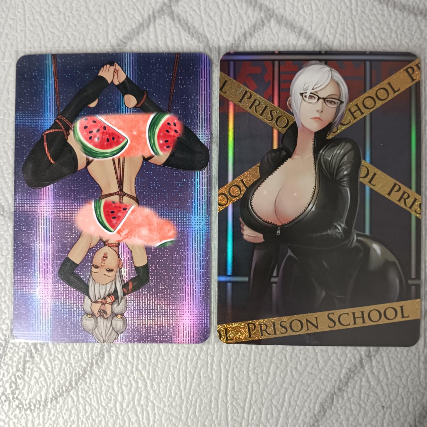 花开卡拍第35期（8月24号周日截拍，品控勿拍!!!拍品不寄存，运费5元，自制卡难免瑕疵，可能存在轻微撞角爆边等出厂瑕疵，品控介意勿拍！） 玩卡秀卡牌 监狱学园 右侧单卡彩闪+左侧满赠艺术卡纱布闪